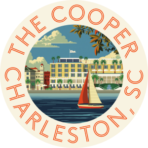 The Cooper logo, a new luxury waterfront hotel in Charleston, SC, with spectacular harbor views, elegant rooms and suites, and all-new dining and experiences.