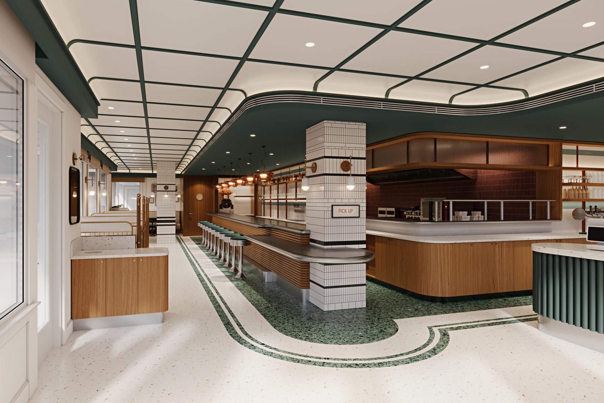 this image depicts an ice cream bar inside