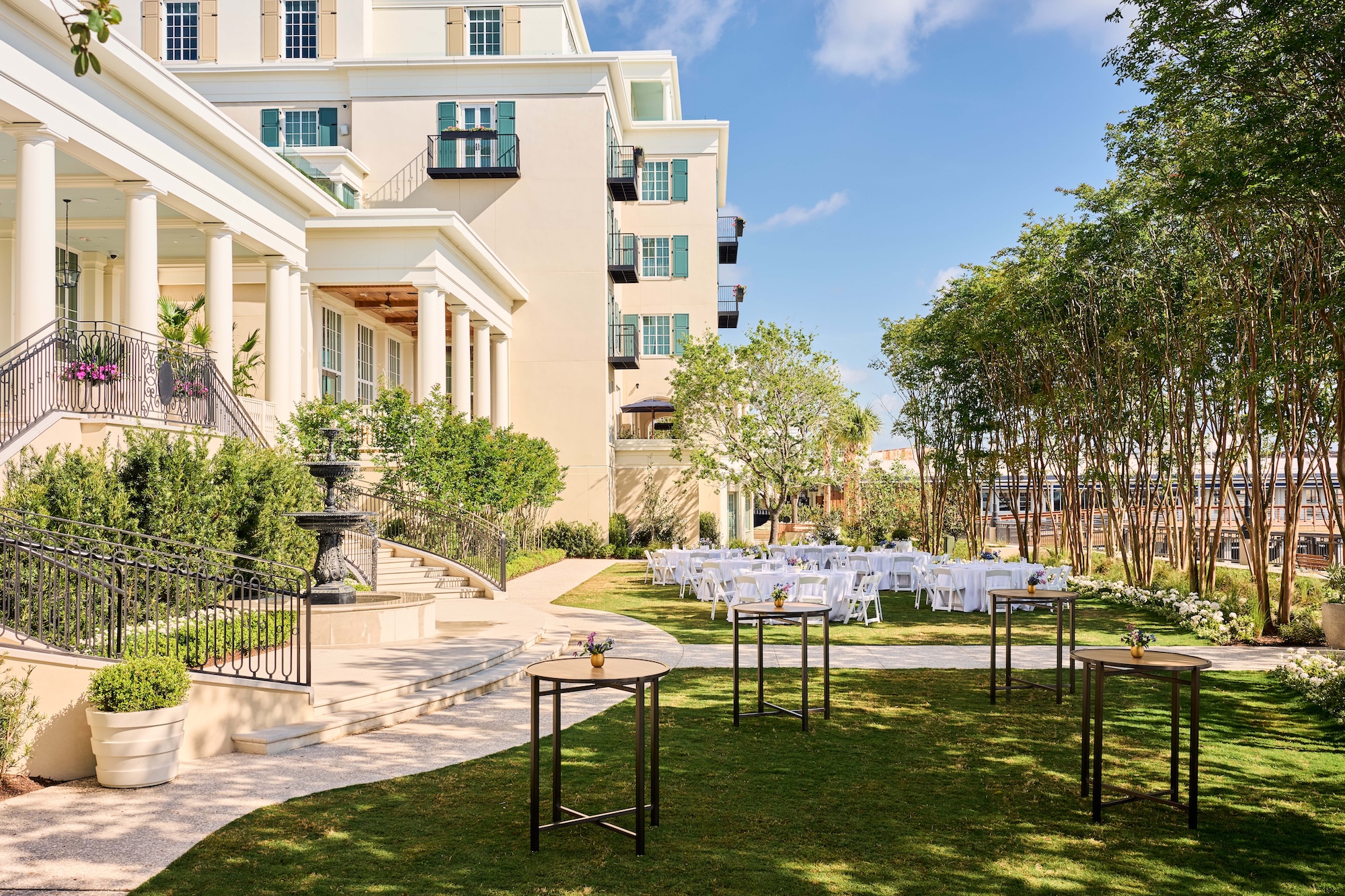 Image of a banquet setup on the Grand Lawn at The Cooper